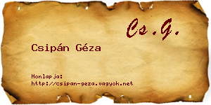 Csipán Géza névjegykártya